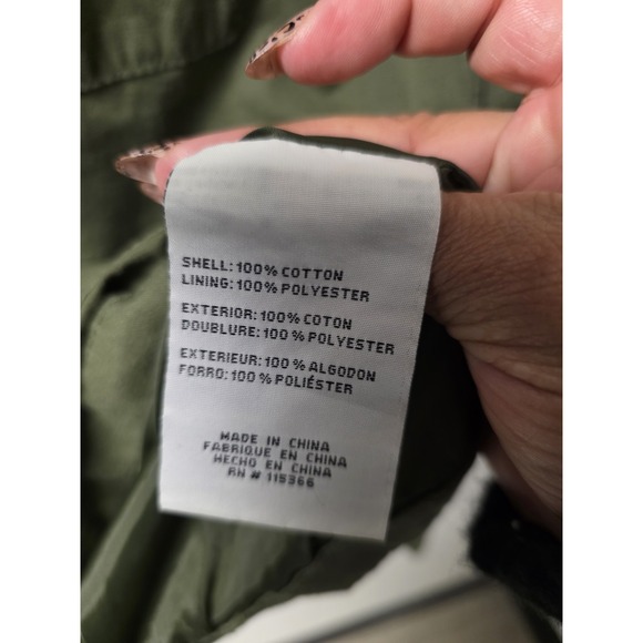 Bella Donna Olive Green Utility Jacket Women's Medium Hooded Zip Cotton - Picture 7 of 10